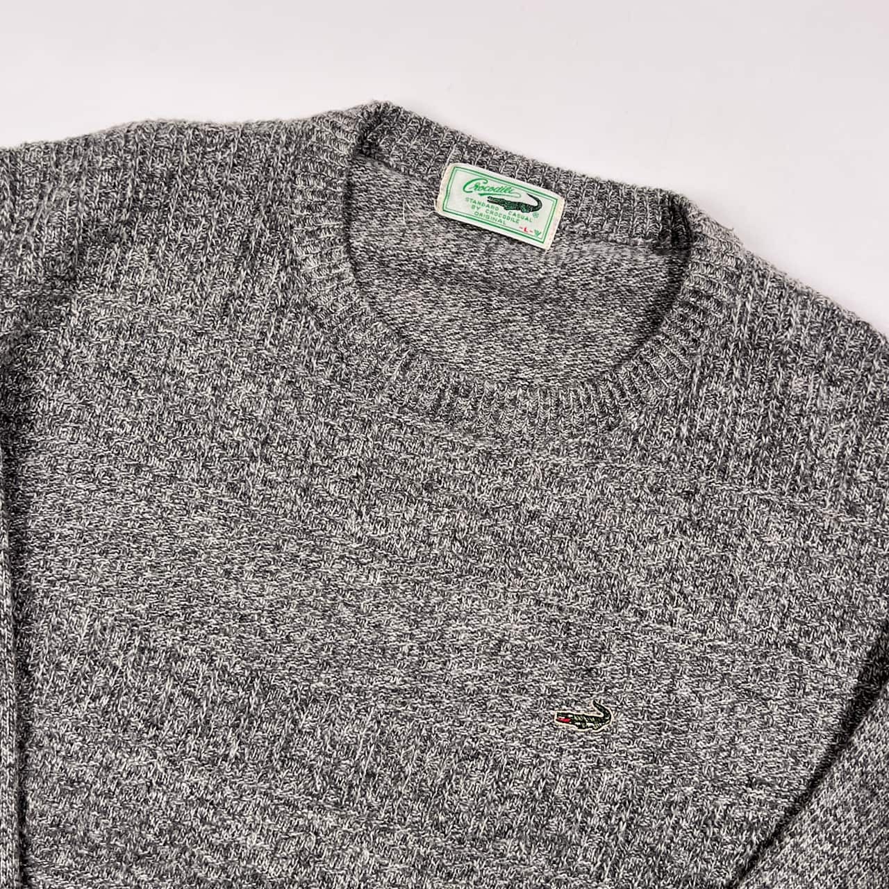 Crocodile クロコダイル デザイン ニット セーター L/グレー系 メンズ