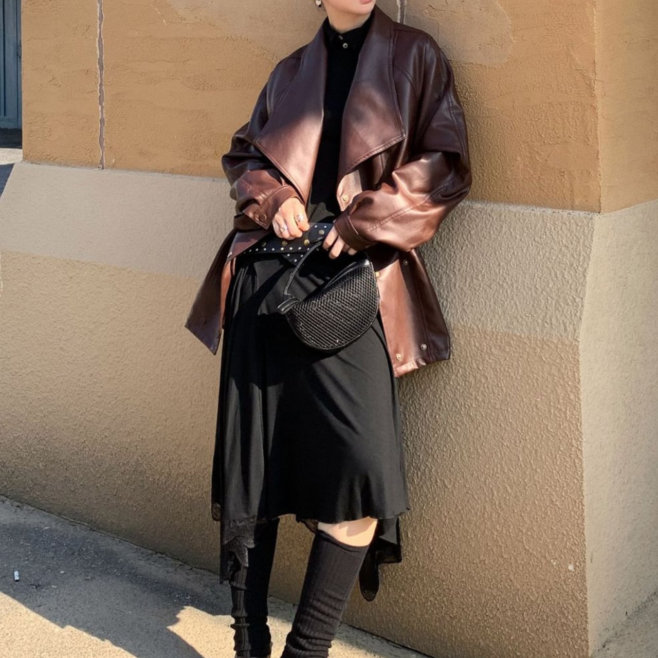 Open Color Fake Leather Jacket L00599