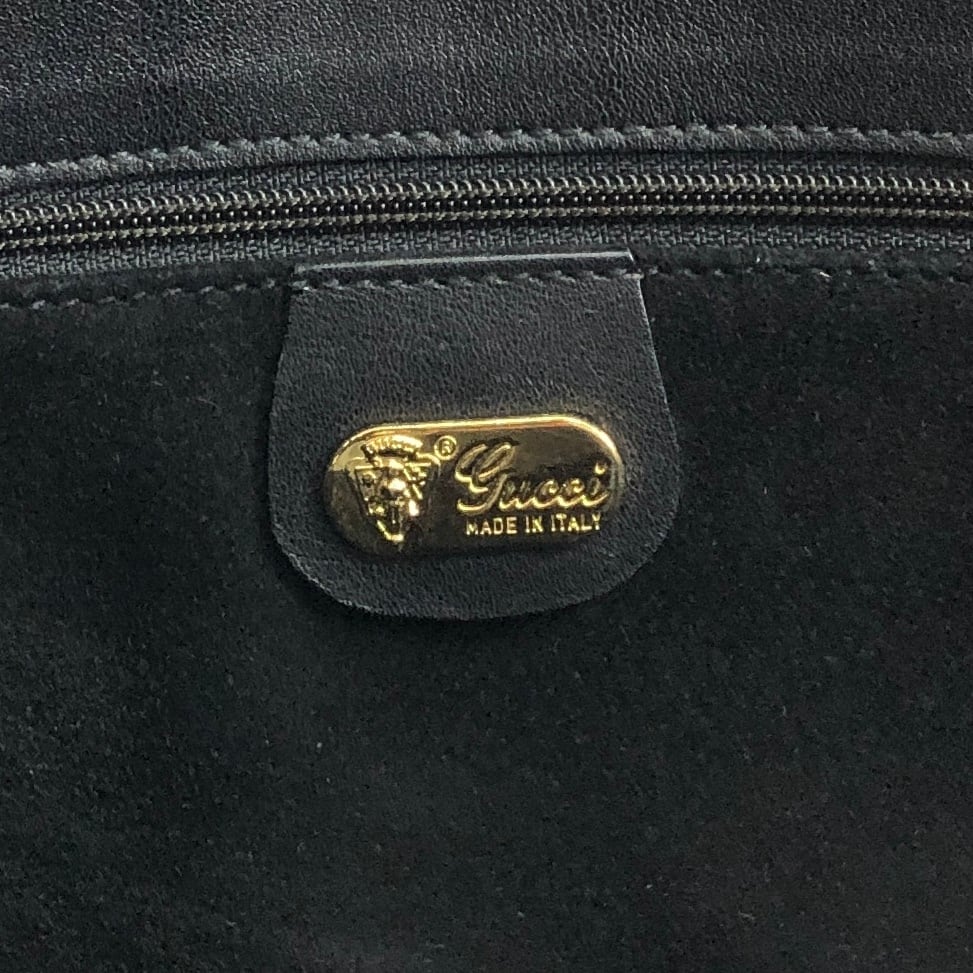 GUCCI グッチ トートバッグ ブラック ロゴ レザー vintage