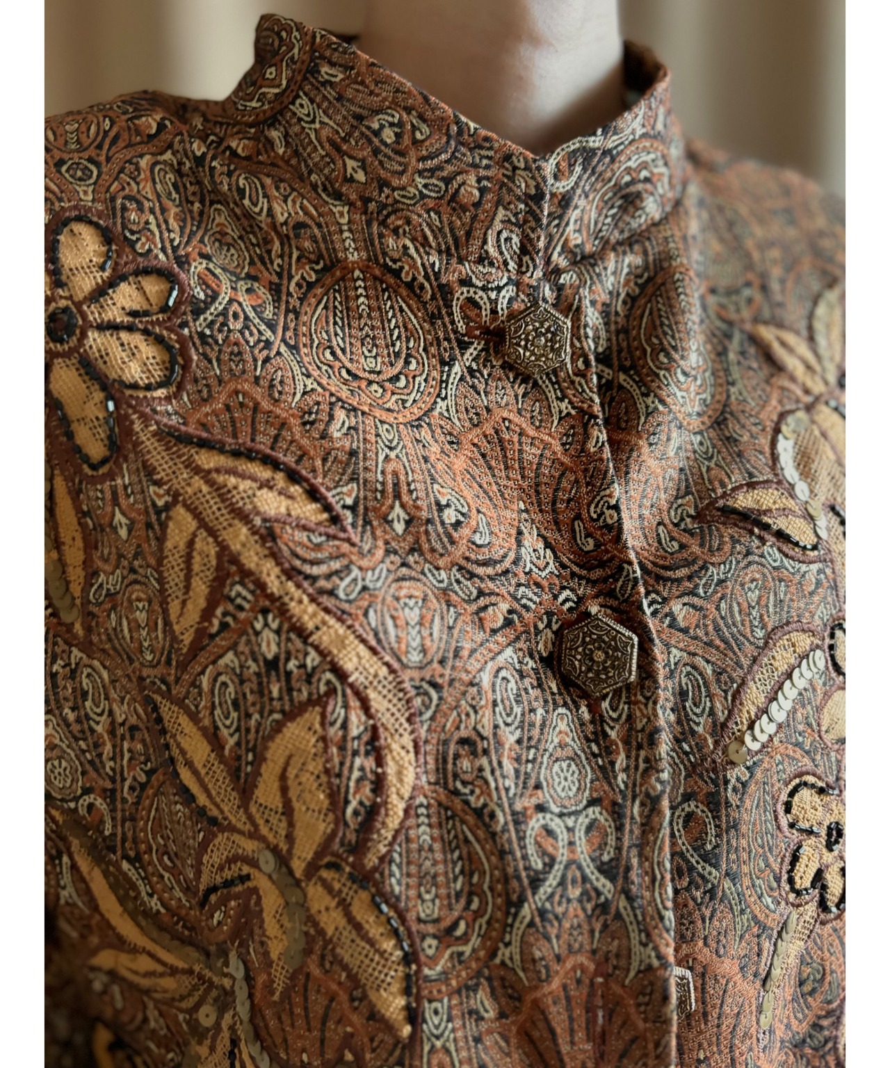 bead embroidery jacquard fabric jacket-4387-10