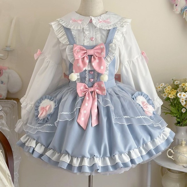 うさぎ水玉ロリータジャンバースカート