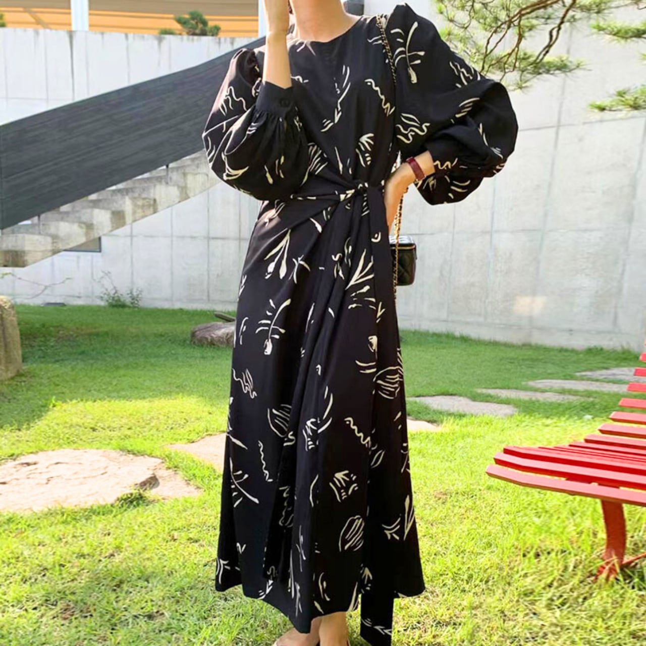 Abstract design dress in 2 colors S1593