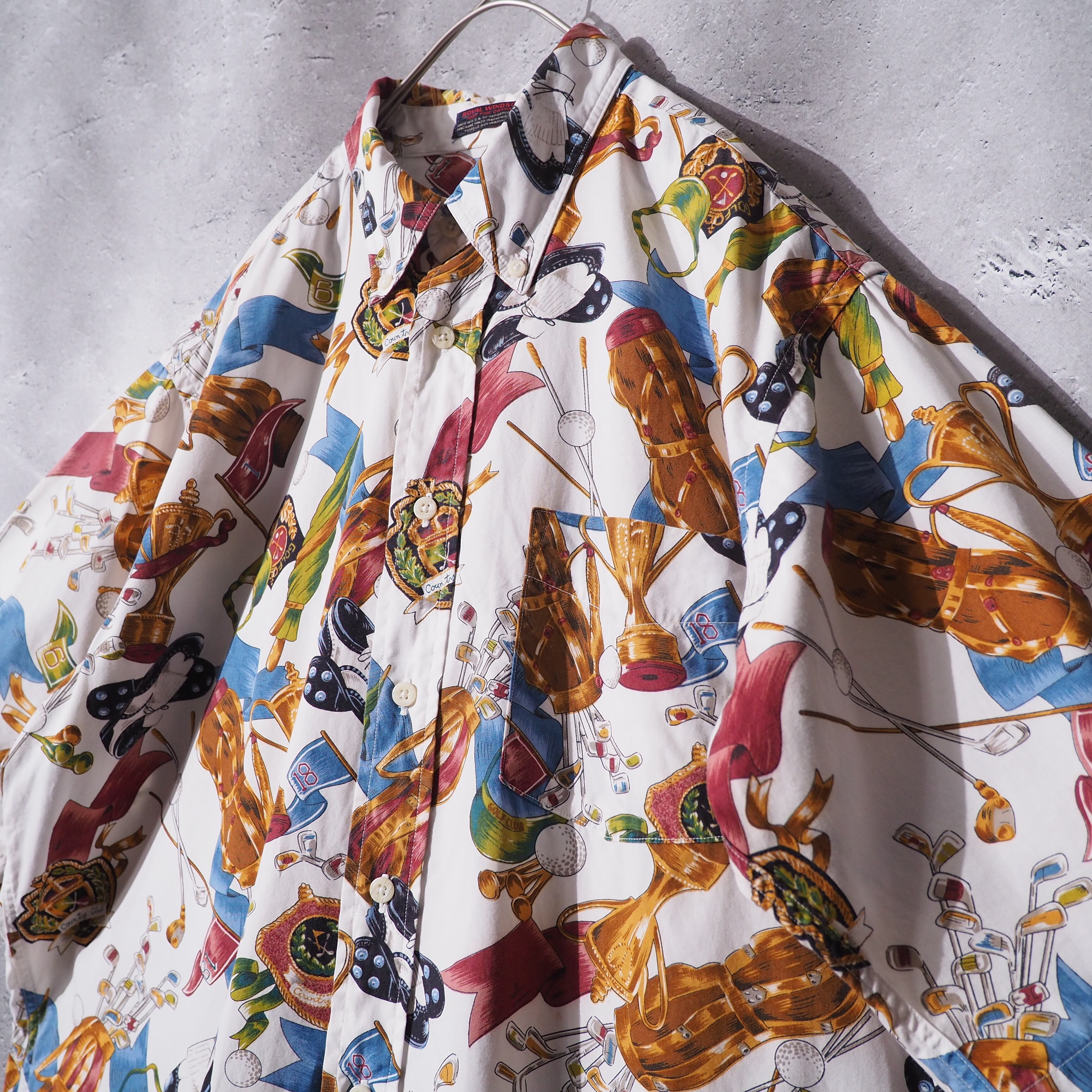 1990s " Made in USA " Beautiful Luxury pattern vintage loose Button down shirt