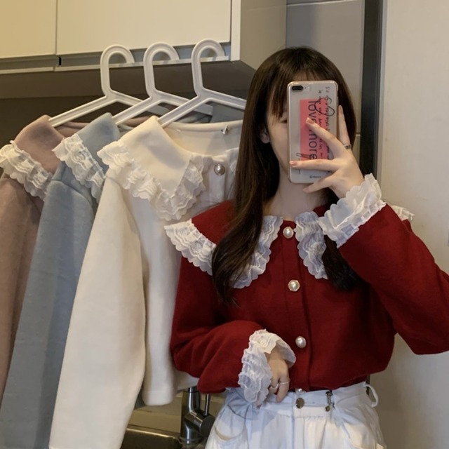 オータムウィンターカラーレースセーター カーディガントップス 秋物 冬物 ステッチ YY-ファッション58307125318