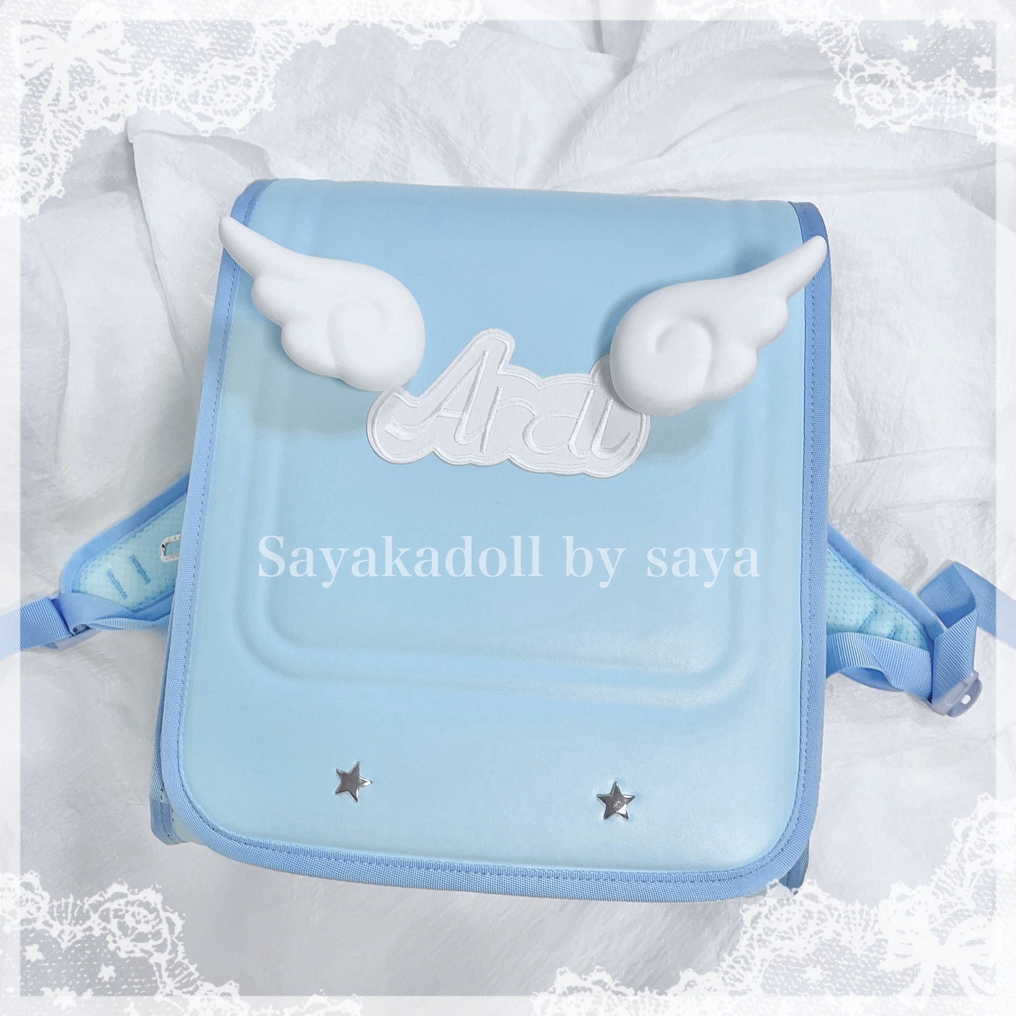 ♡ 天使の羽 ランドセル風サブカルリュック 大 light blue ♡ ♡【Mサイズ】天使界隈 天使の羽 ランドセル風サブカルリュック light