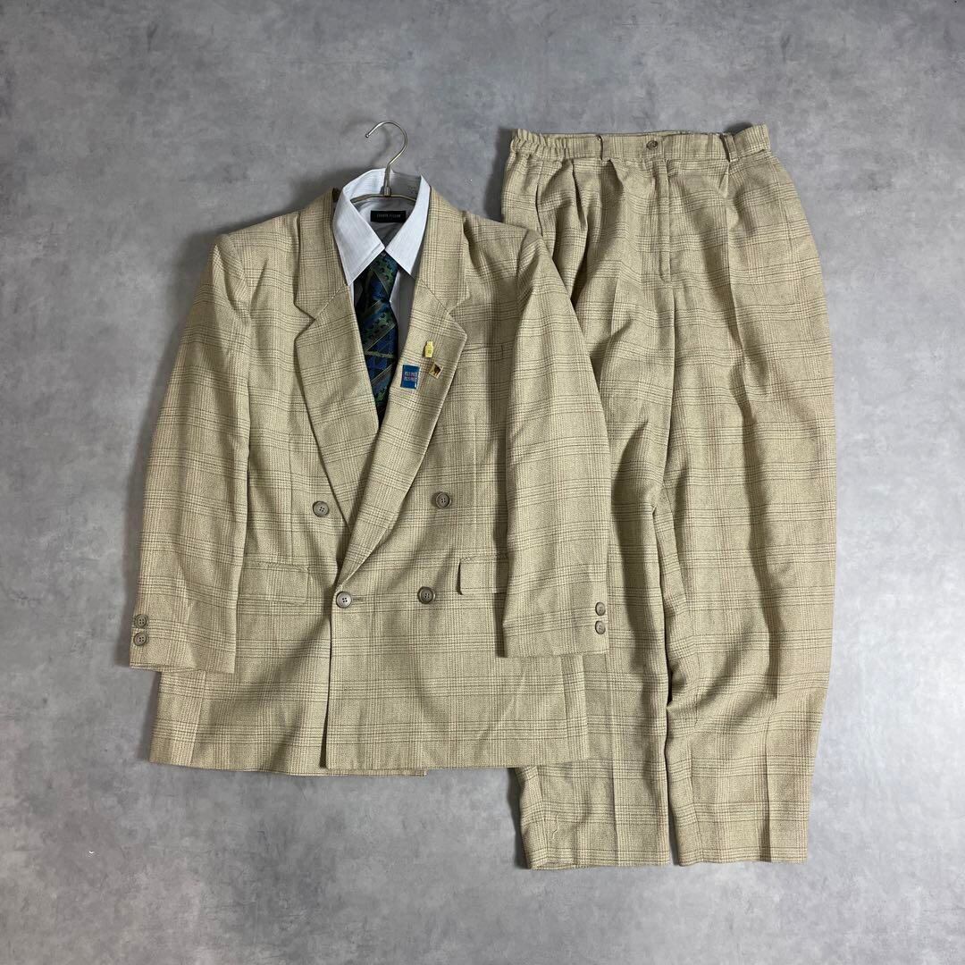 90s vintage スーツ ダブル セットアップ ピンズ vol.8チェック