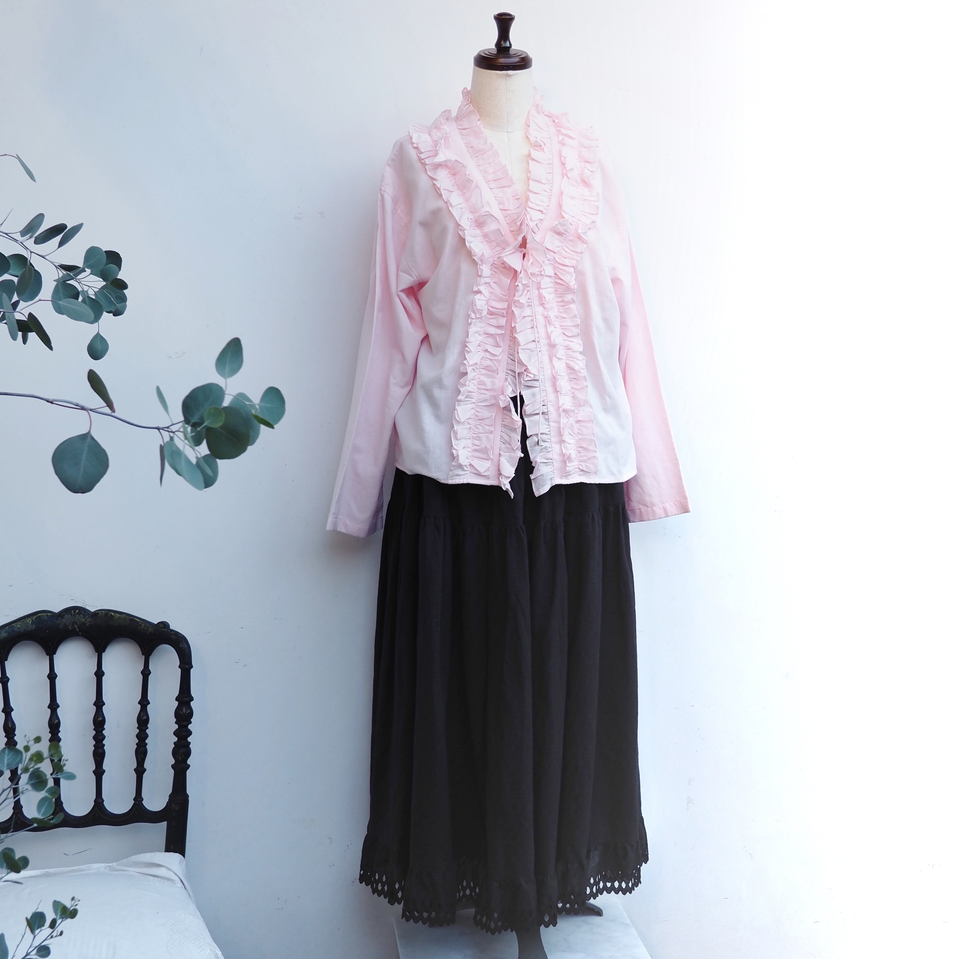 BUNON/Double Frill Cape/フリルケープ(black・ecru)
