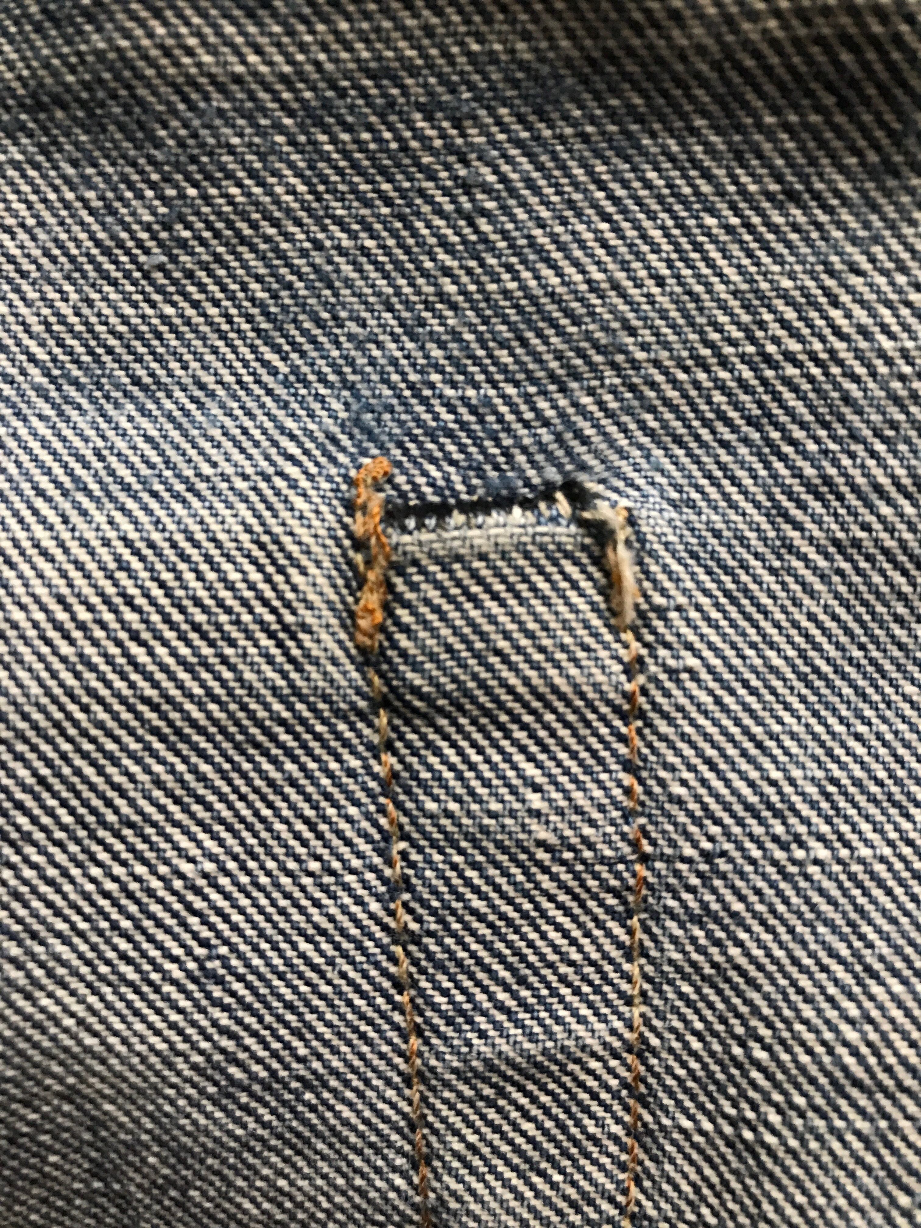 60's Levi's 505 BIG-E デニムパンツ リメイク 美色 リペア跡あり 実寸(35×31.5)