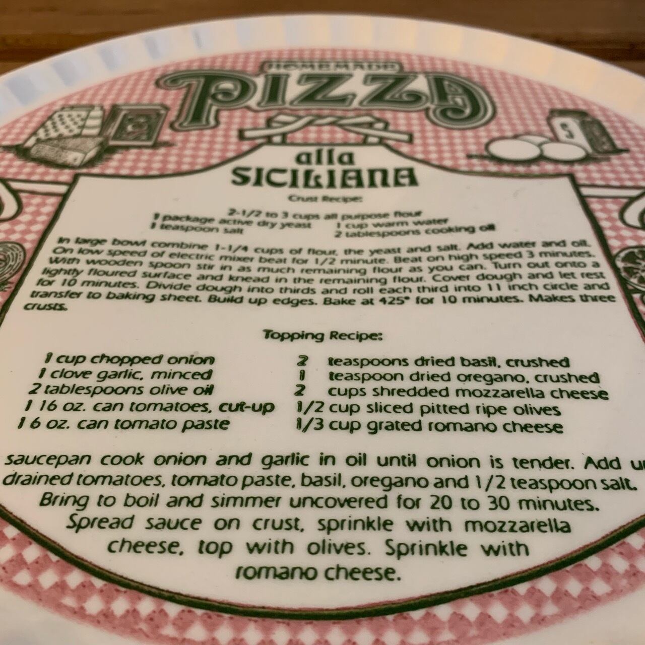 ビンテージ プレート Vintage Pizza Recipe Plate Royal China社