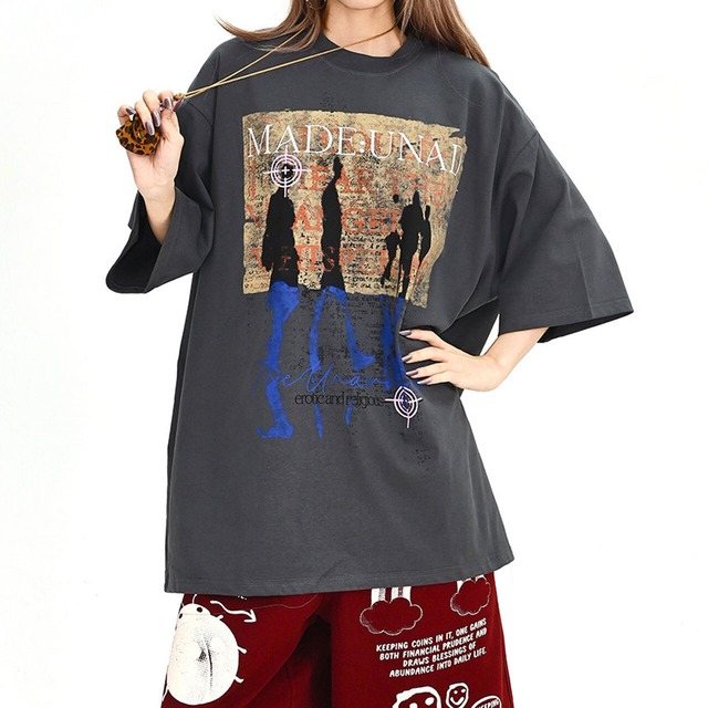 シルエットアートグラフィックレタリングミックストップス 2col   R02017