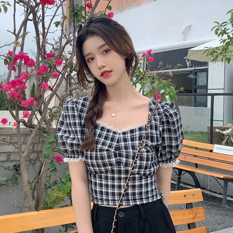 ブラウス スタンダードサマースリムレースカラーシャツ レディース レトロ 夏物 スクウェア YY-ファッション2246007100