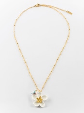 【SALE】nach ナッシュ 【鳥と梨の花】ペンダント ネックレス ミニチュア 24金メッキ 真鍮 陶器 アニマル ネックレス バード 鳥 花 ギフト プレゼント かわいい おしゃれ 女性 彼女 プレゼント 誕生日 ホワイトデー 磁器 金