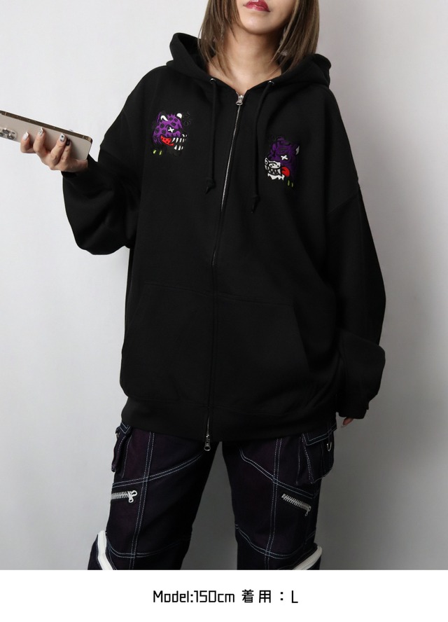Carnivore Sweat Zip Up Hoodie (カーニボア スウェット ジップ アップ フーディー)【Black】