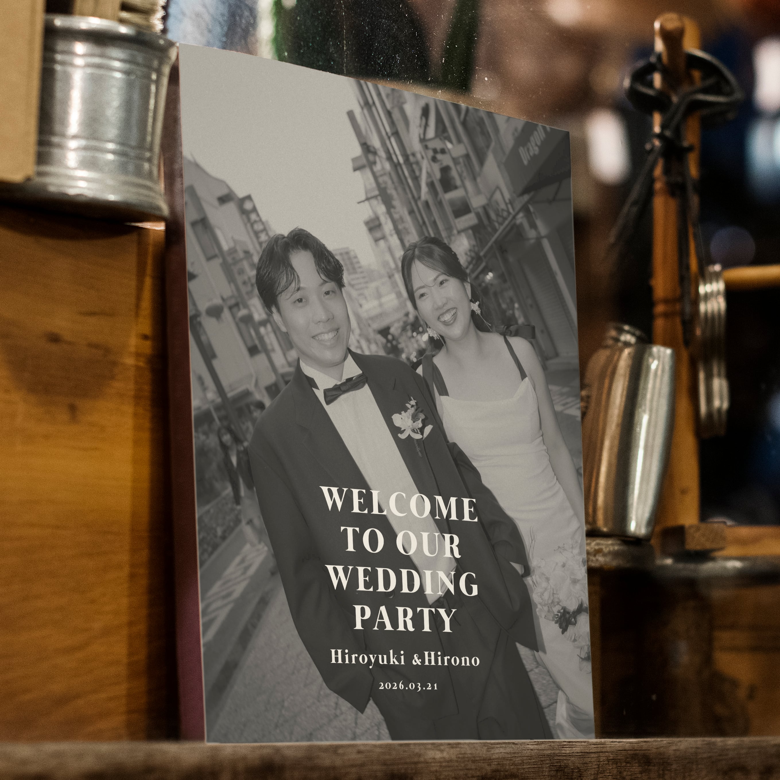 写真ウェルカムボード 白黒【最安値!】結婚式 ウェディング | DIY
