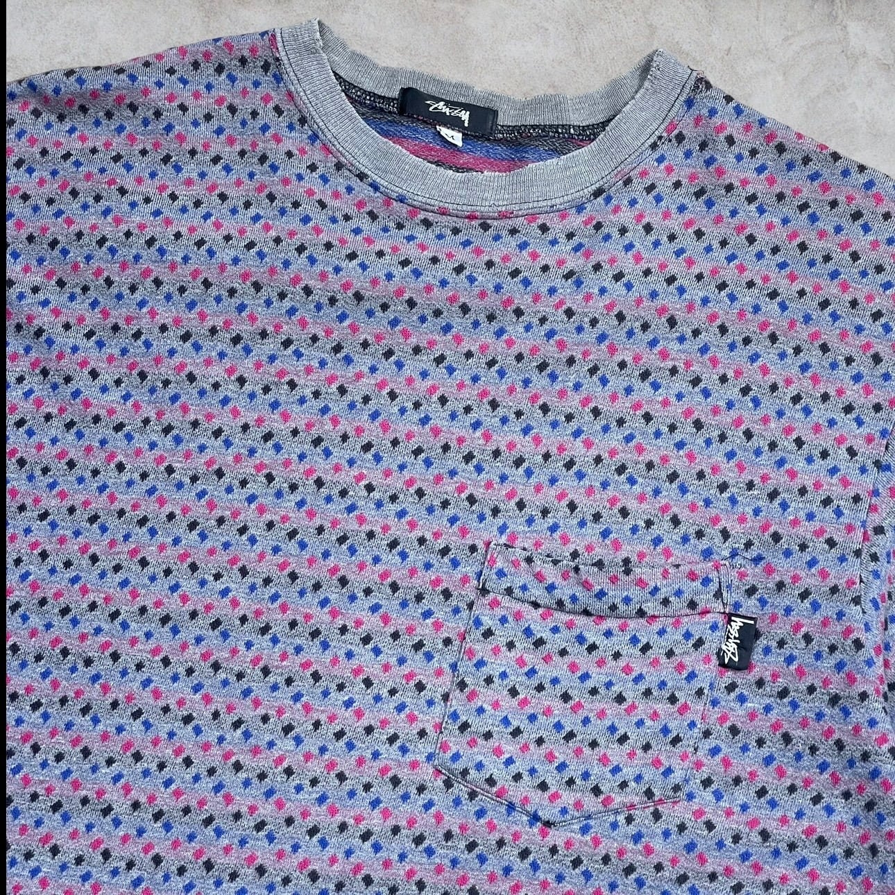 80's old stussy Jacquard Tee 黒タグ 総柄 | curb 80's old stussy Jacquard Tee 黒タグ 総柄 | curb