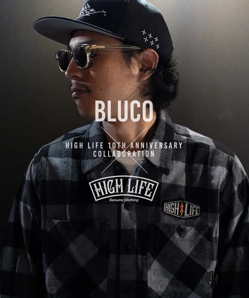 【BLUCO × HIGH LIFE】BUFFALO CHECK FLANNEL SHIRT【GRAY】
