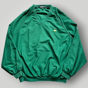 【90s】00s MASTERS COLLECTION プルオーバージャケット ウィンドブレーカー メンズ XL 緑/GREEN マスターズコレクション ゴルフ Vネック