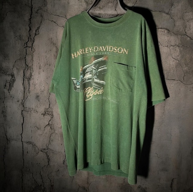 【90s USA】Harley-Davidson Vintage Pocket Tee Greenハーレーダビッドソン　ヴィンテージTシャツ　ポケットTシャツ