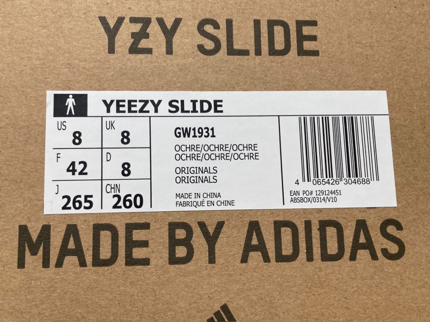 ADIDAS YEEZY SLIDE GW1931 OCHRE 26.5