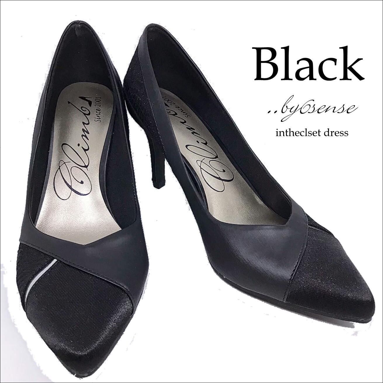 25cm/ 7cmヒール サテンレースパンプス Black climbパンプス3520