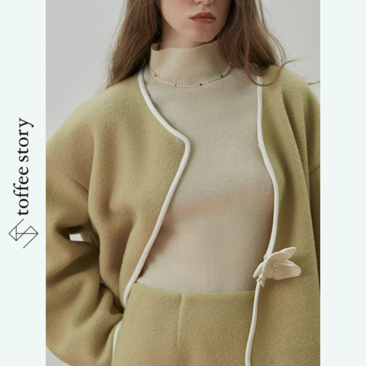 淡光に咲く白花の余韻：ショートボアコート《XU0273》