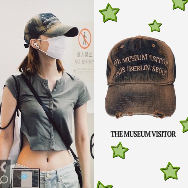 ★aespa ウィンター 着用！【【THE MUSEUM VISITOR】WASHED DENIM BALLCAP _YELLOW BLUE