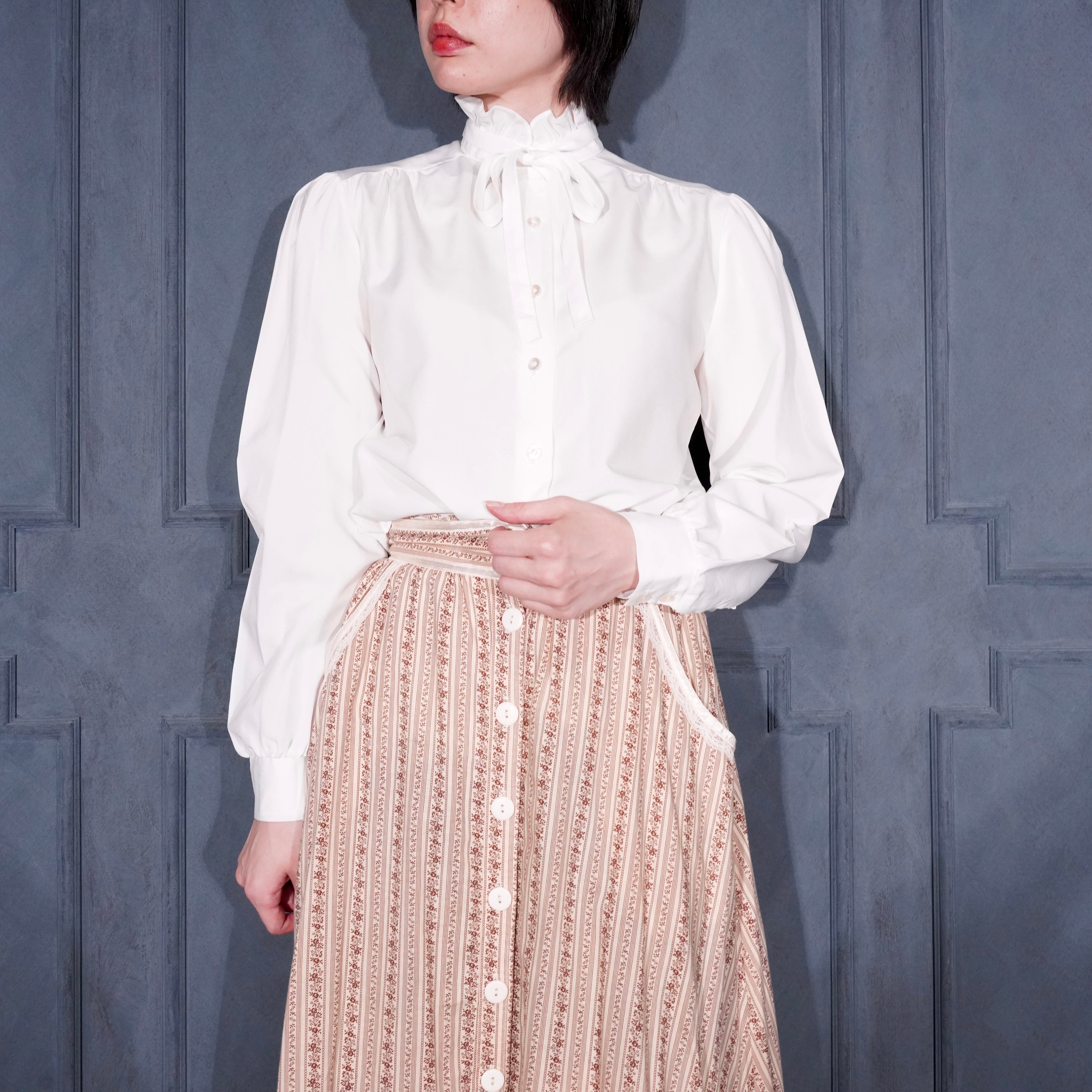 vintage ヴィンテージ ワンピース フリル ベルト紐 レトロ USA 古着 USA VINTAGE JUDY BOND FRILL COLLAR RIBBON TIE DESIGN BLOUSE