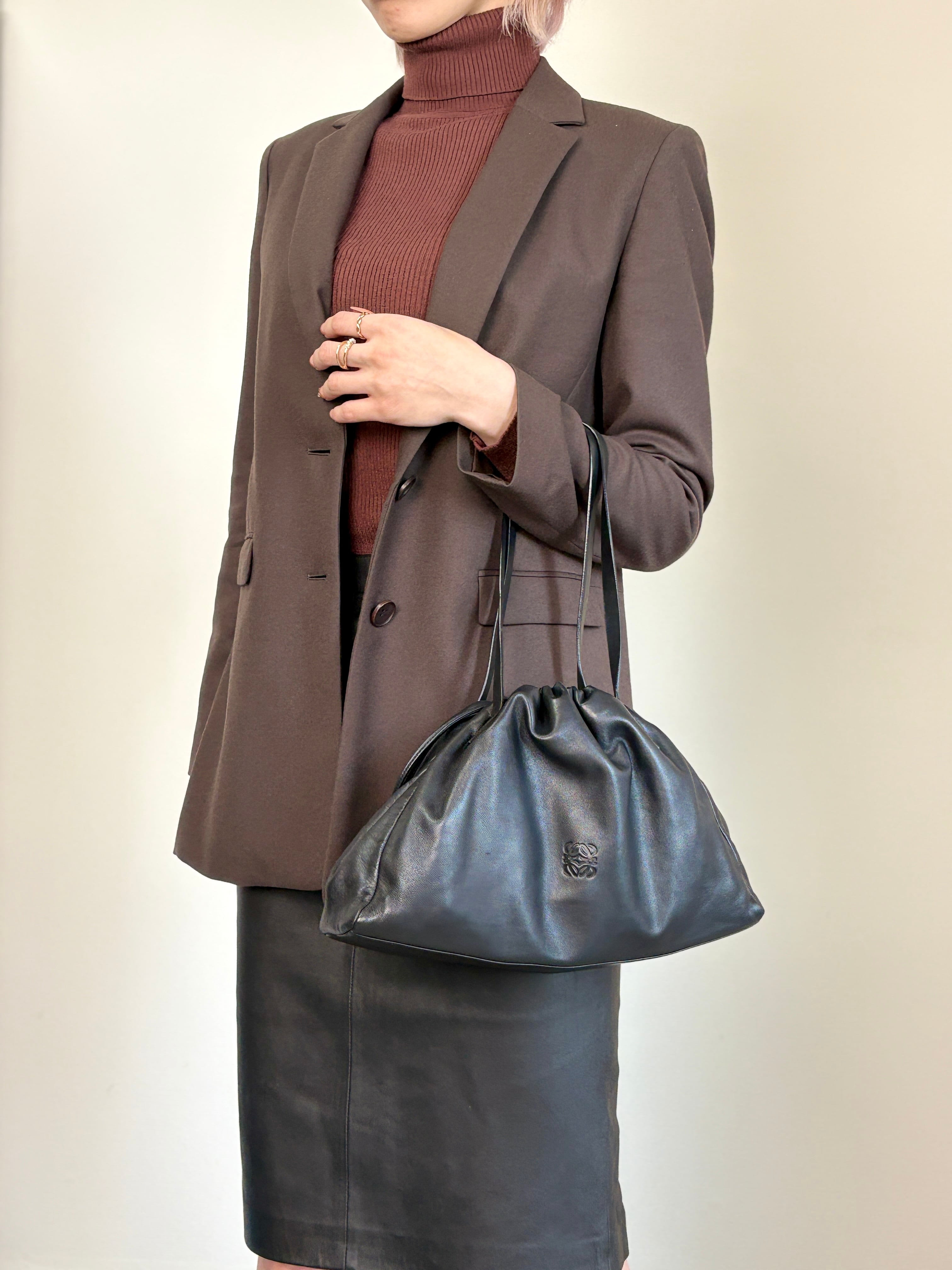 LOEWE ロエベ トートバッグ ブラック アナグラム ナッパレザー vintage