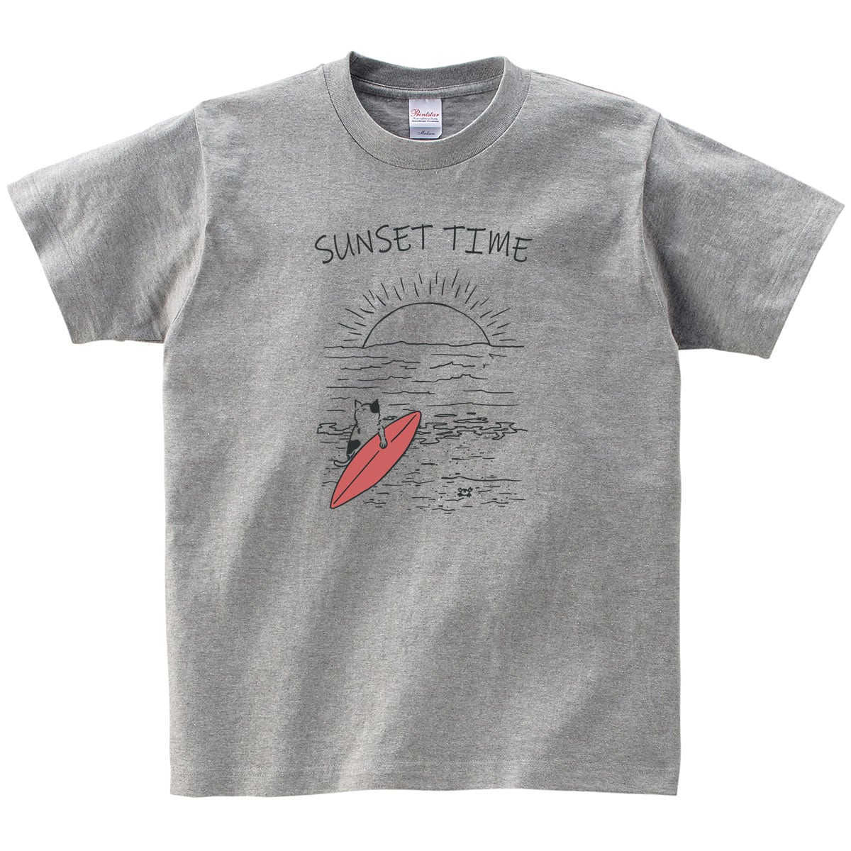 猫とサンセット ネコ Tシャツ cat51 SUNSET TIME 手描きイラスト 猫服 ゆるキャラ ねこ柄 猫柄