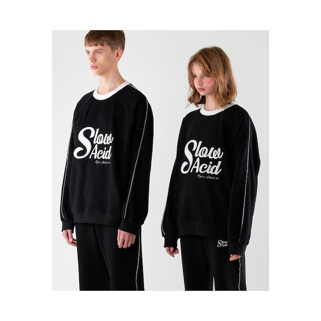 [SLOW ACID] Piping Peach Skin Sweatshirt (BLACK) 正規品 韓国 ブランド トレーナー