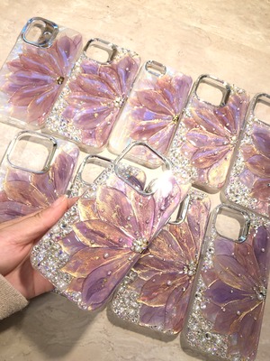 ☀️昼の部☀️【iPhoneケース】プルルンフラワー【くすみピンクフラワー】