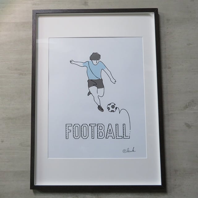 1*line Football」額入りアートポスター | leuk