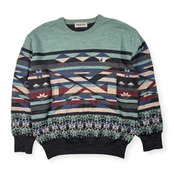 Black&White ブラックアンドホワイト 二重編み ノルディック デザイン ウールニットセーター サイズ L /メンズ/ゴルフ/日本製