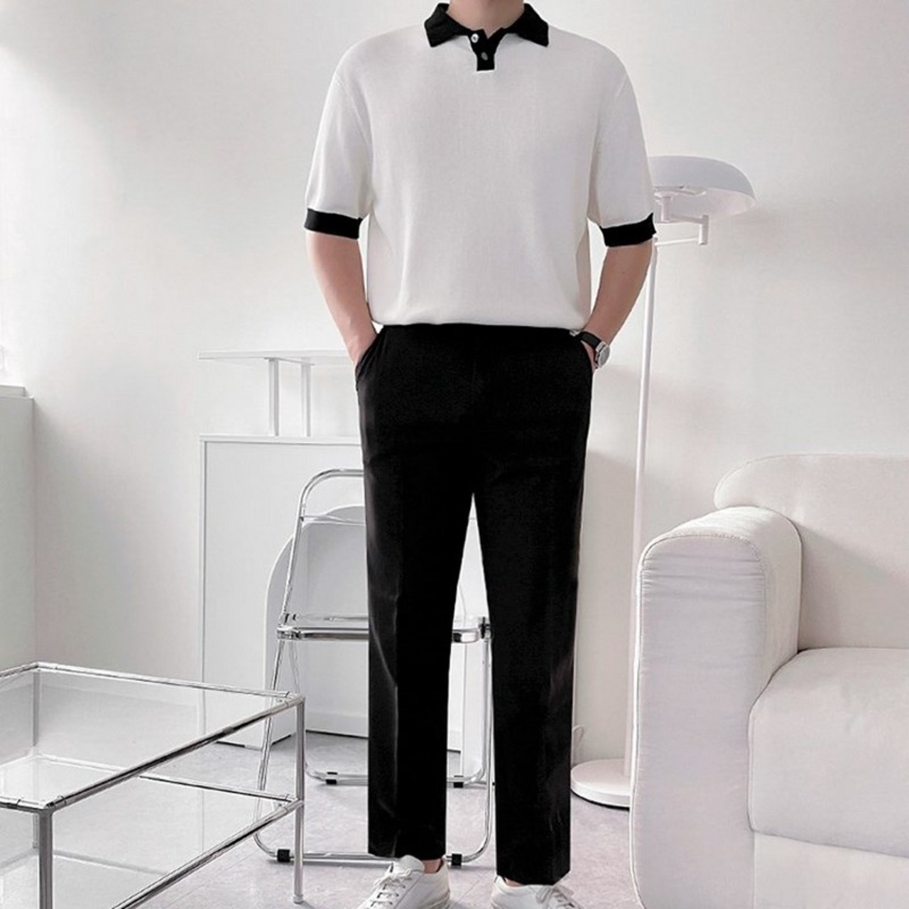 モノトーンバイカラーポロシャツ　MT0080223