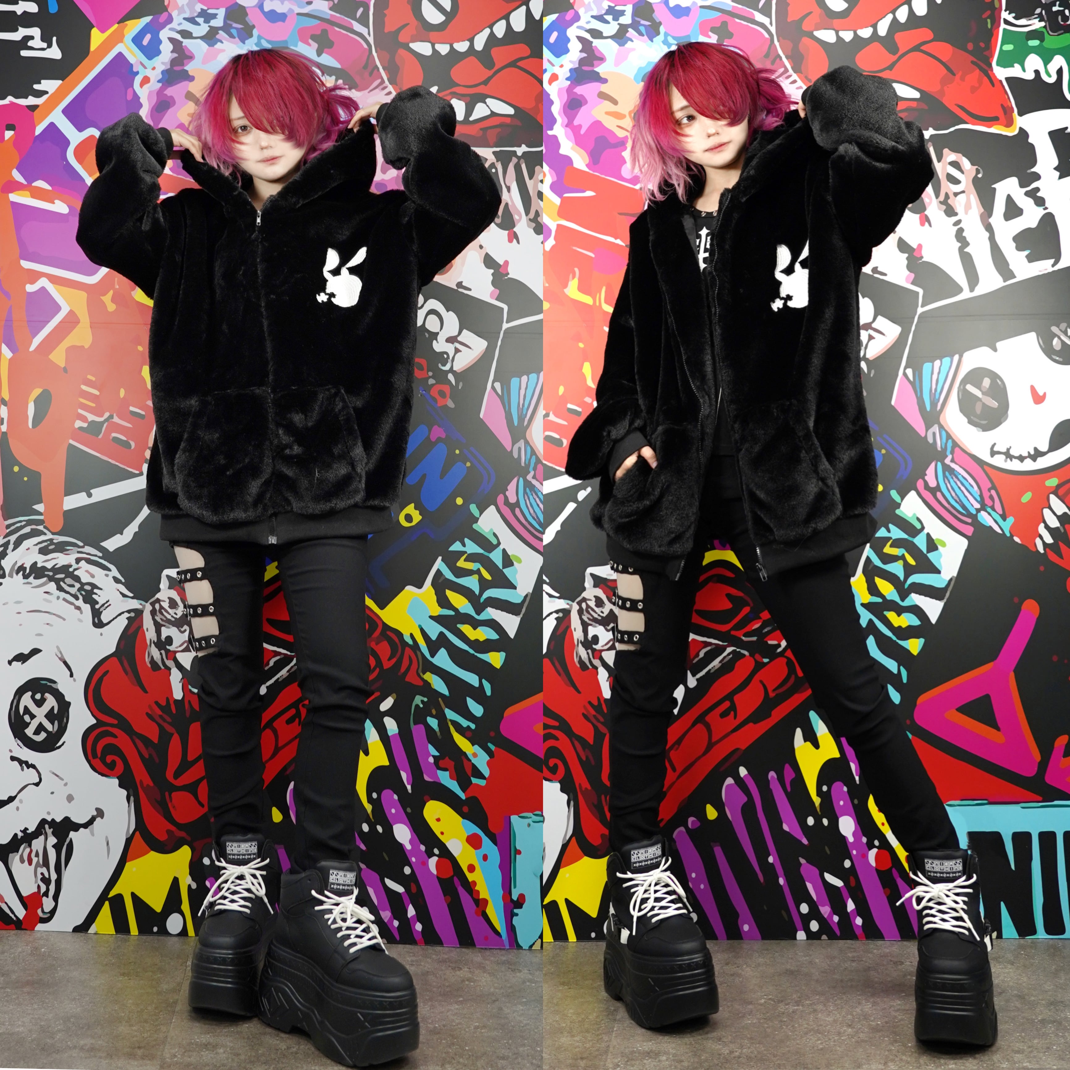 ふわふわBLACK ZIP OUTER【刺繍デザイン】 | NIER CLOTHING