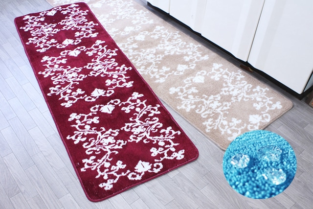 キッチンマット　拭ける オータス（縦45cmx横180cm）撥水加工 抗菌 防臭 洗える 滑り止め