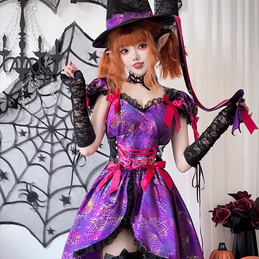 ハロウィーン コスプレ 魔女 可愛い ドレス lolita メイド服 新品-