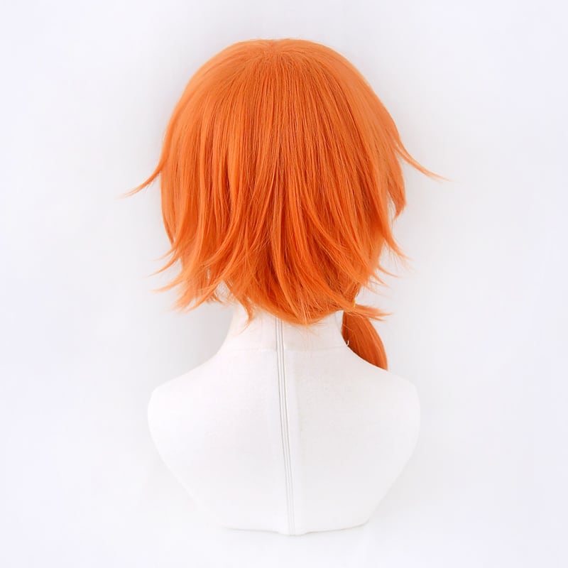 コスプレ耐熱ウィッグ オレンジ センター分け セミロング ウィッグ