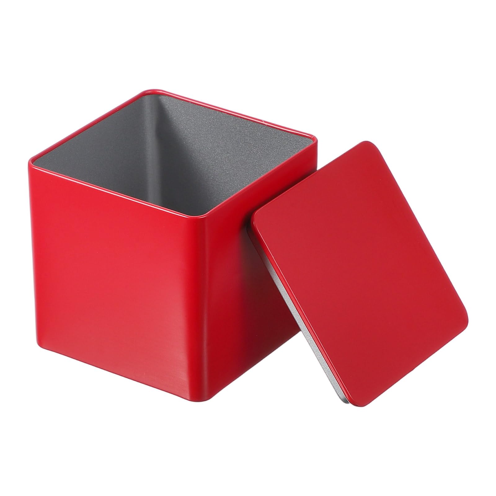 【特価処分】PATIKIL スクエア缶箱 3.35x3.35x3.35 リッド付き 金属製収納缶箱 紅茶 キャンディ お菓子 ギフト お気に入り キャンドル 宝石 クラフト用ポータブル収納容器 レッド