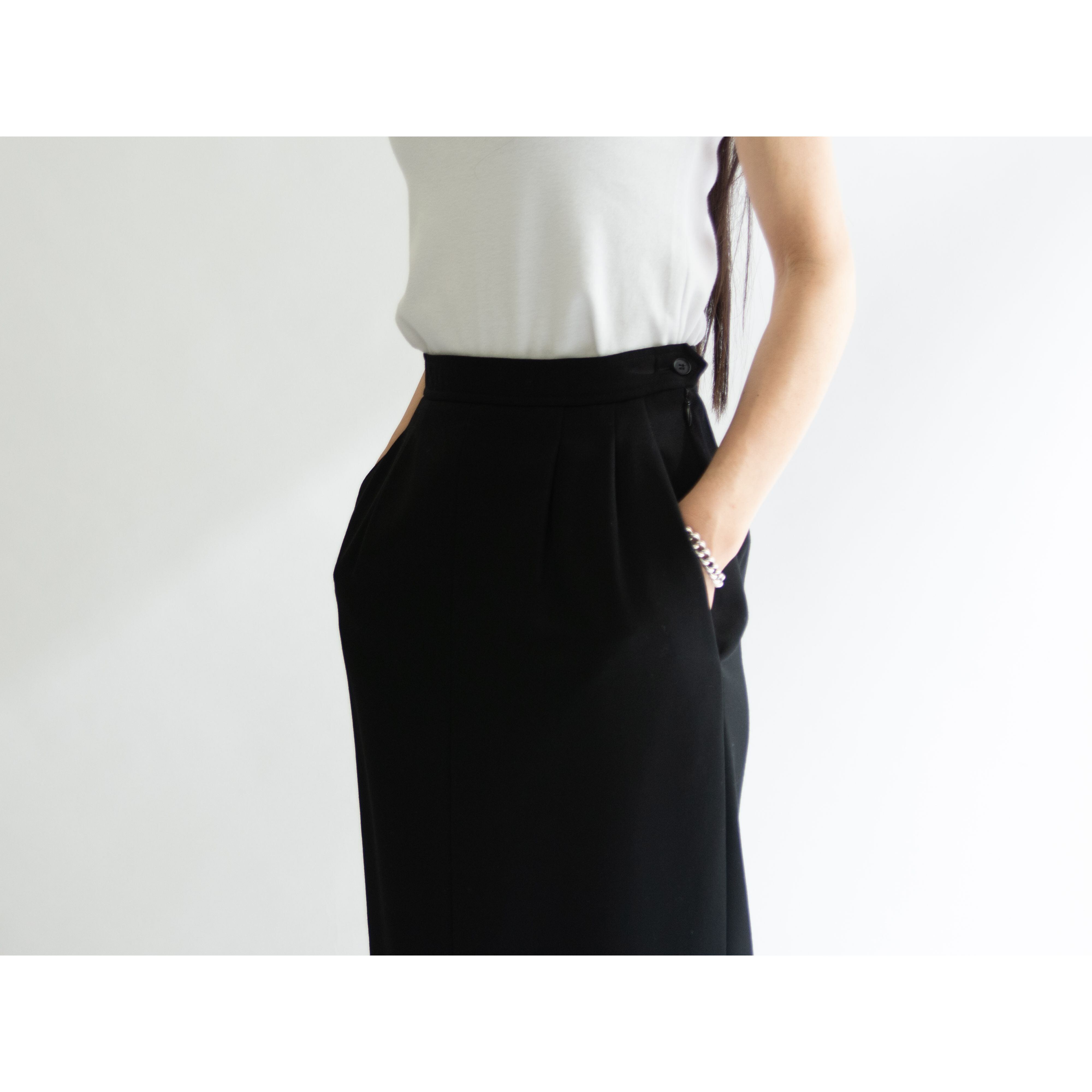 【YVES SAINT LAURENT rive gauche】Made in France 100% Wool 2Tuck Skirt(イヴサンローラン リブ ゴーシュ フランス製 ツータック ウールスカート)