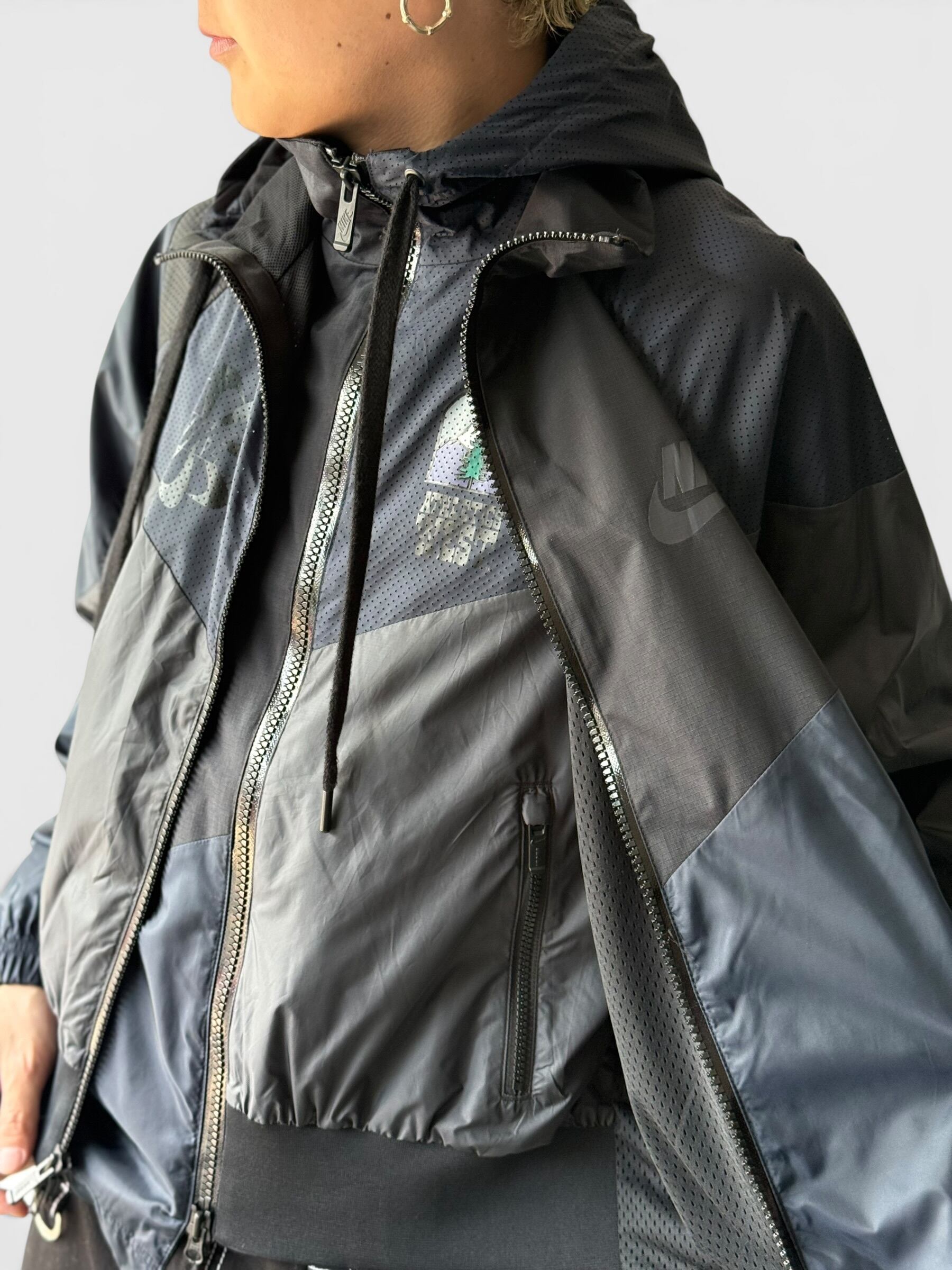 sacai × NIKE】panel pattern docking design hooded anorak jacket