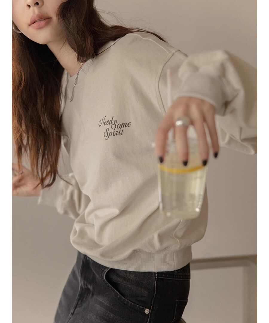 ドロップショルダー◆レタープリントトレーナー【t-10887】