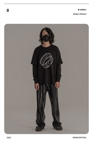染め加工ルーズストレートペインターパンツ