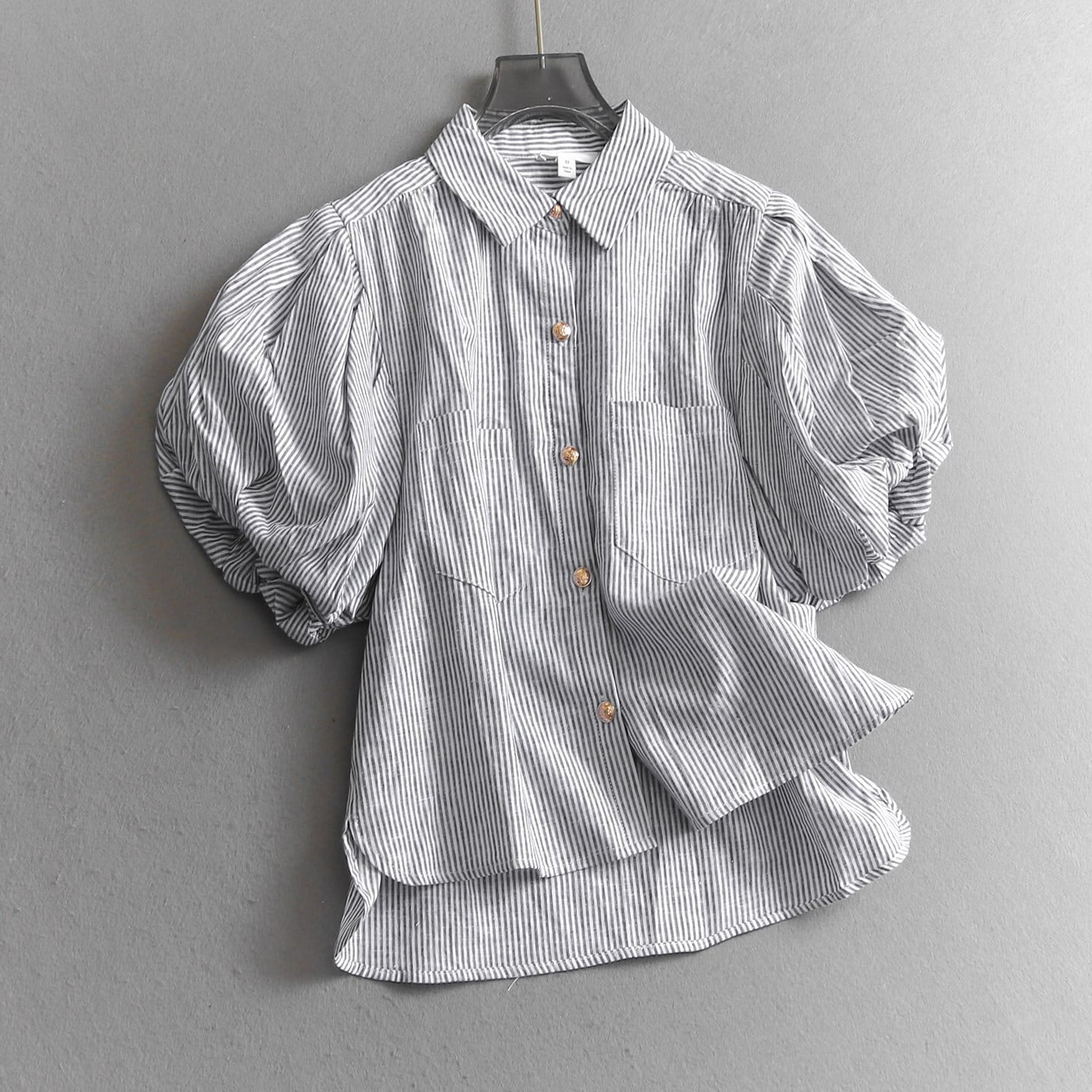 Striped Puff Sleeve Shirt TO0984