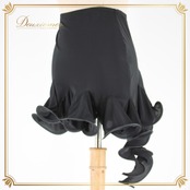 社交ダンス 衣装 ラテン スカート レッスンウェア 練習着 オールシーズン 黒 Chacott チャコット 無地 シンプル フリル フォーマル 上品 ポリエステル系 ポリウレタン系 ストレッチ フリフリ ミニスカート レディース スタイリッシュ ダンスウェア 体形カバー 脚長効果 エレガント メイドインジャパン