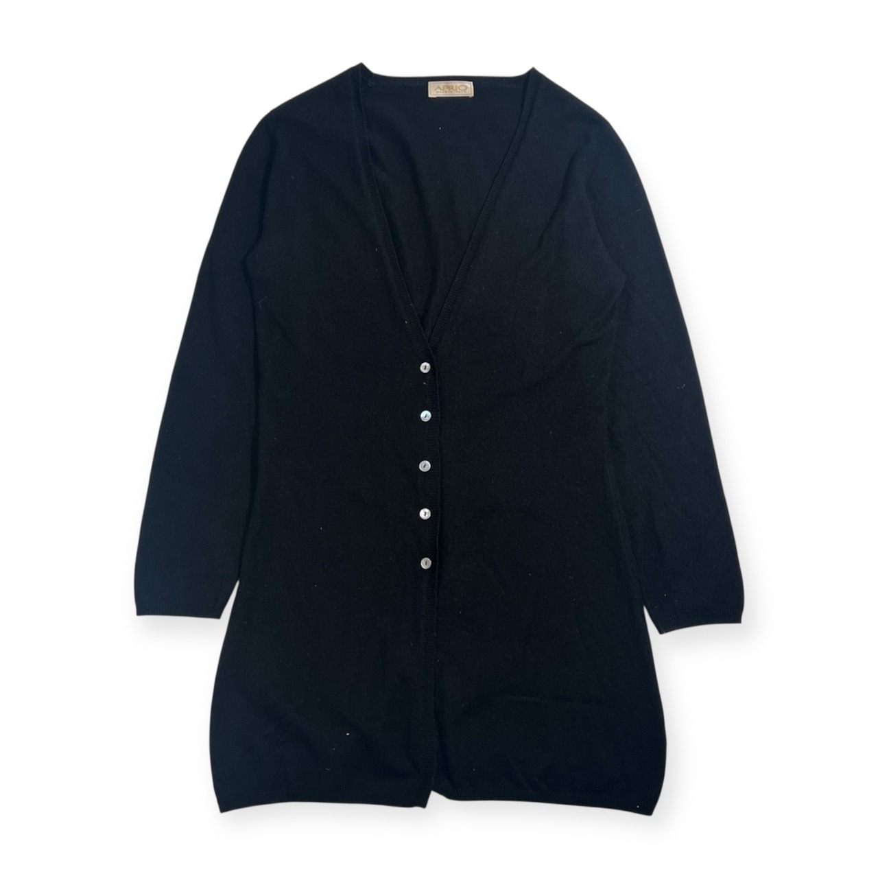 カシミヤ100% イタリア製 APRIO アプリオ ニット カーディガン L/ブラック レディース