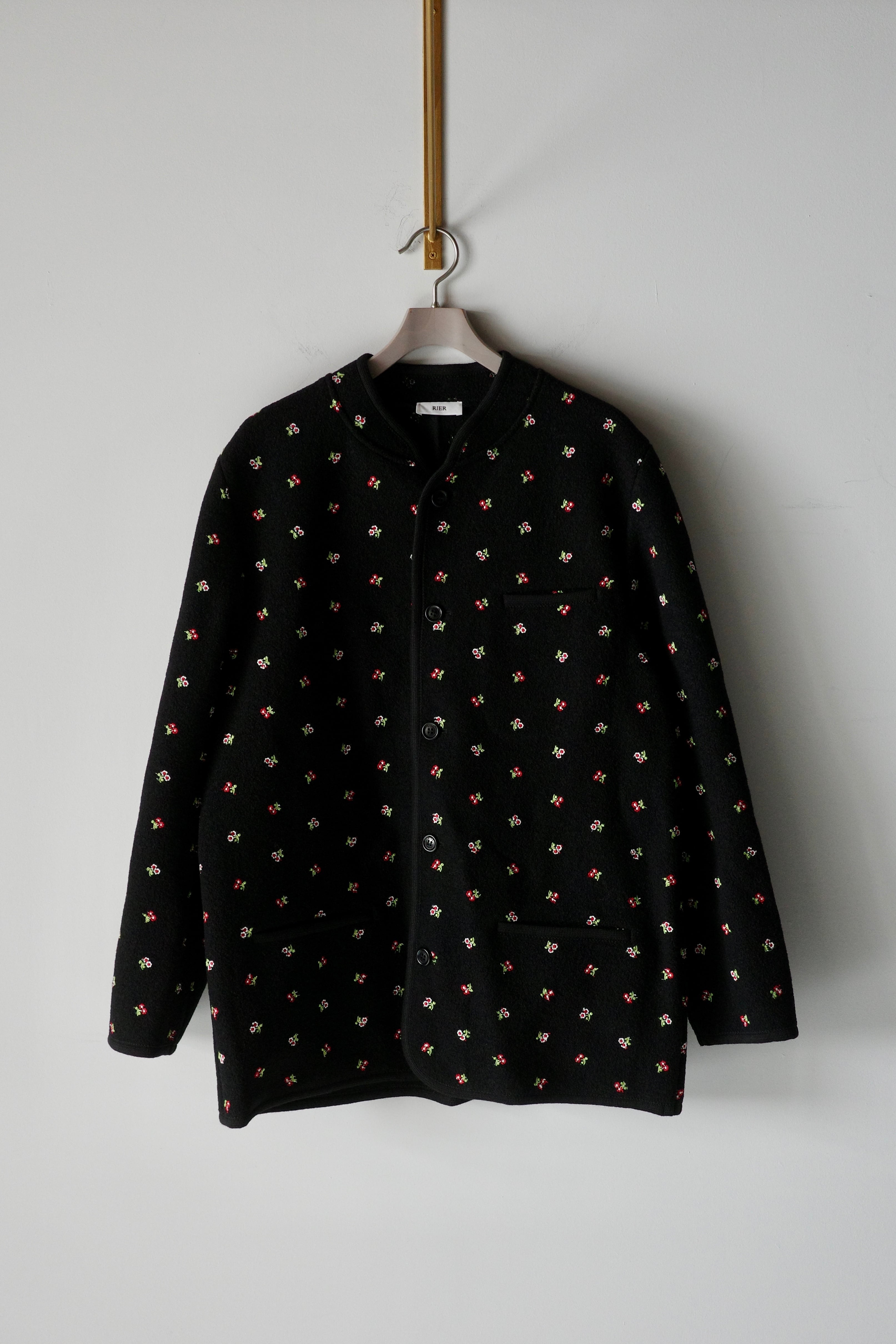 RIER【WALKER JACKET -BLACK FLOWERS FELTED- 】
