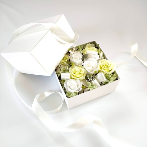 preserved flower box (white and green）