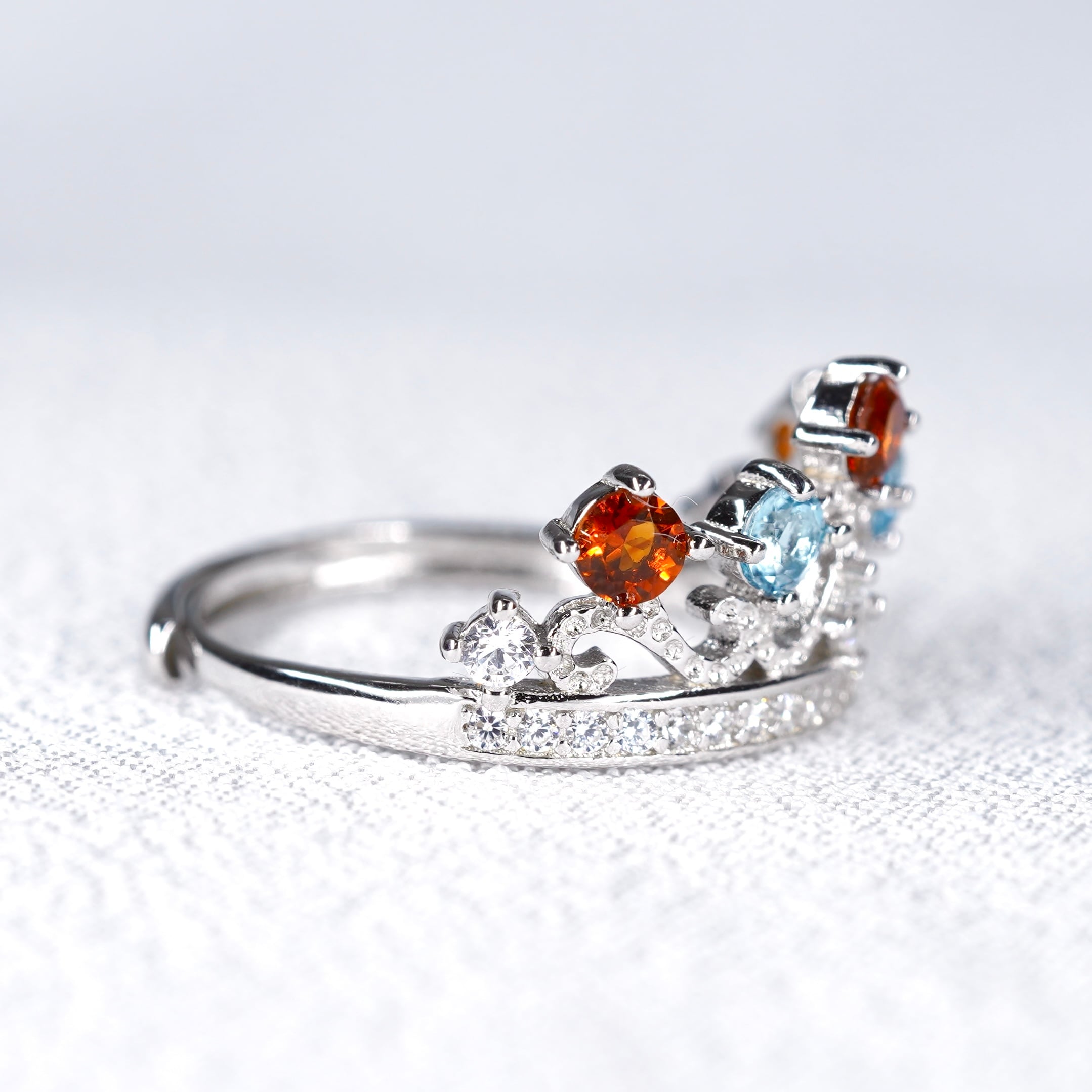 Princess Tiara Ring♦︎ブルートパーズ・シトリン♦︎WGカラー《0203》