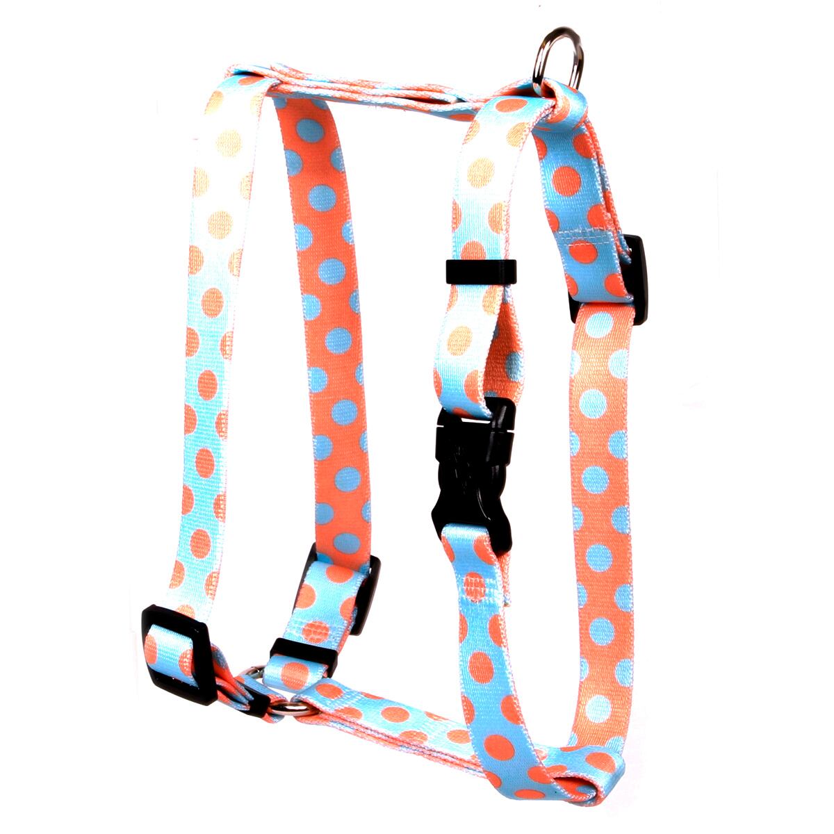 ブルー/メロン水玉 ロマンハーネス＋リードセット XSサイズ - Yellow